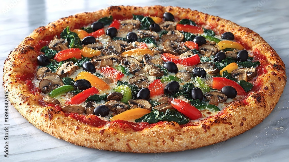 Veggie Pizza on Marble Surface