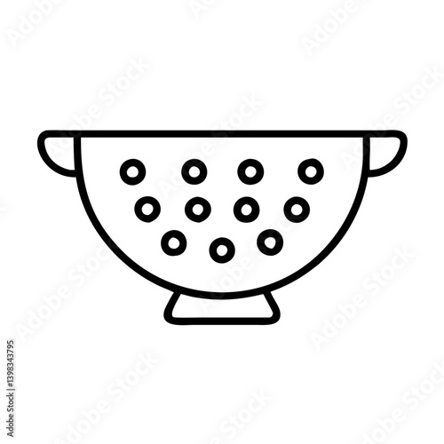 Colander vector icon illustration, kitchen strainer utensil for cooking and food preparation needs