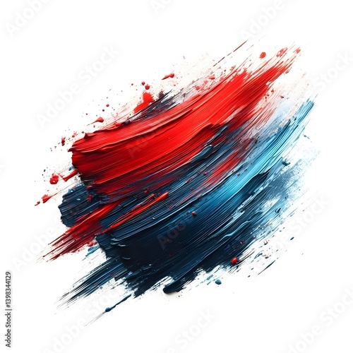  Red blue grunge brush strokes oil paint isolated on white background 1