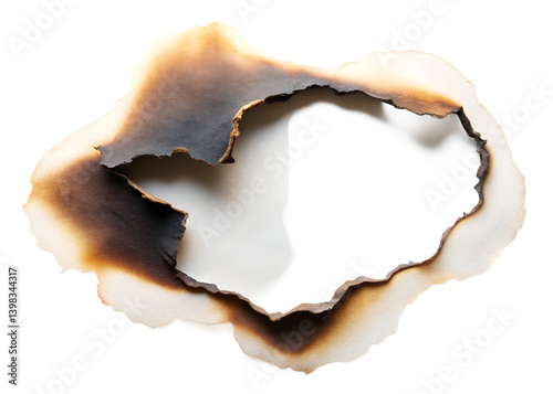 burnt paper isolated on white