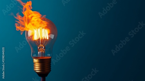 Burning Bright Fiery Edison Bulb Idea Concept.
