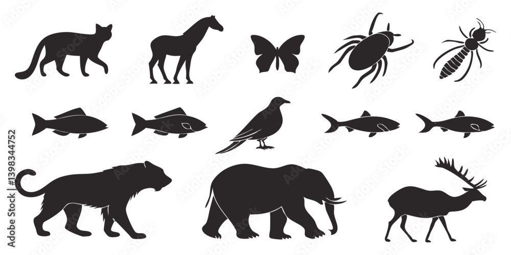 Fototapeta premium set of animals silhouettes