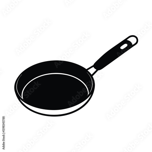 Isolated Black And White Frying Pan Vector Illustration For Culinary Design