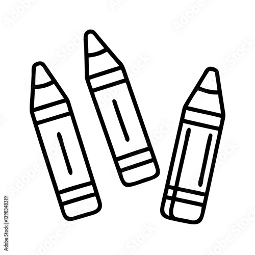 Crayon drawing coloring page vector illustration for kids education and art supplies design