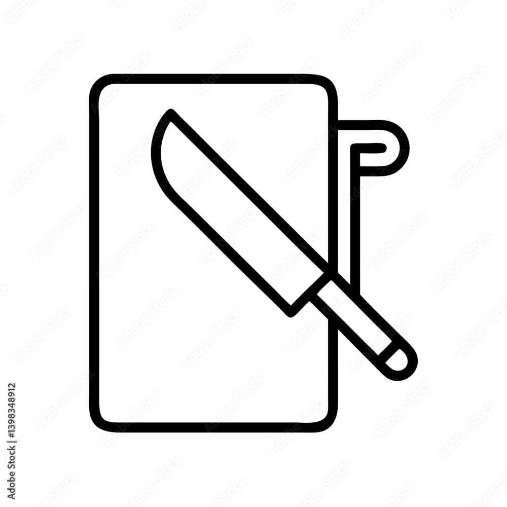 Cutting board and knife vector icon illustration for food preparation and cooking design needs Cutting board and knife vector icon illustration for food preparation and cooking design needs