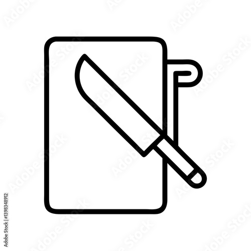 Cutting board and knife vector icon illustration for food preparation and cooking design needs