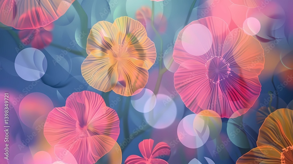 Obraz premium A packaging pattern with circle shape and holographic effect conveying a feeling of freshness, Generative AI illustrations. 