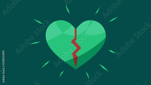 Broken Heart to Whole Heart An illustration showing a cracked heart gradually mending with a gentle green light enveloping it symbolizing the healing journey.