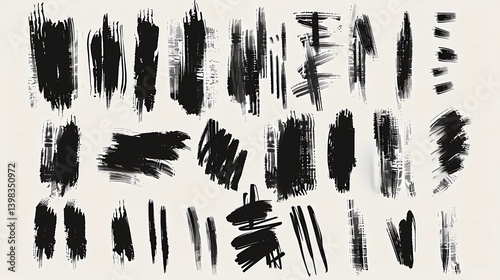 Sketchy brushes, vector brush strokes, hand drawn lines and shapes, Generative AI illustrations. 