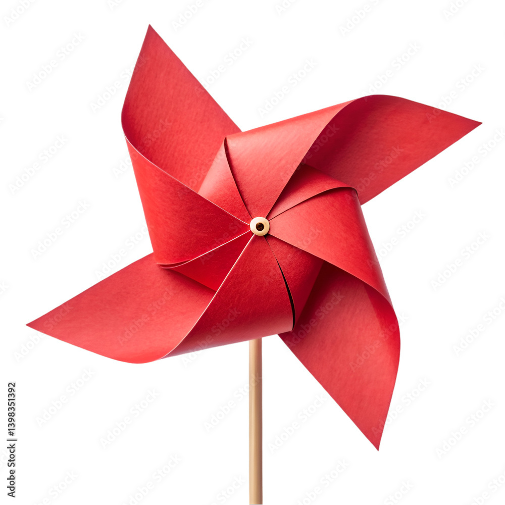 Fotografie Red pinwheel isolated on white background