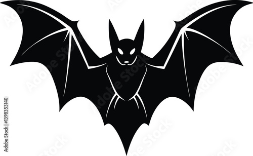 Bat Silhouette Black Vector | Animal, Nature & Halloween Line Art