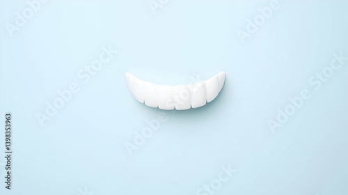 White Teeth Smile Model On Light Blue Background