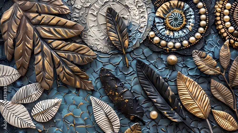 custom made wallpaper toronto digitalAn eye-catching Bohemian 3D wall art canvas featuring layered textures and rich details, Generative AI illustrations. 