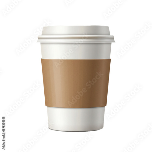 Hot drink paper cup with mockup sleeve vector isolated on white background 