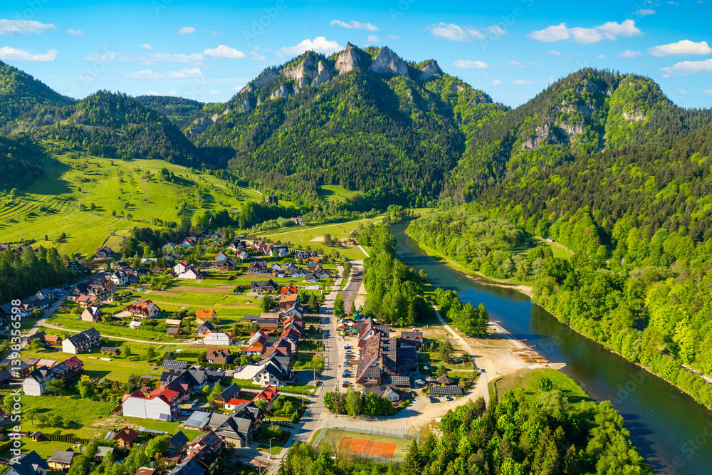 Summer view of the Three Crowns in the Pieniny National Park at the foot of the Tatra Mountains. Poland