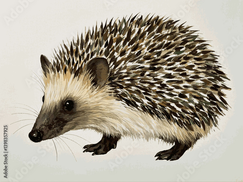 Dappled shadows, tiny guardian hedgehog isolated watercolor vector illustration svg 