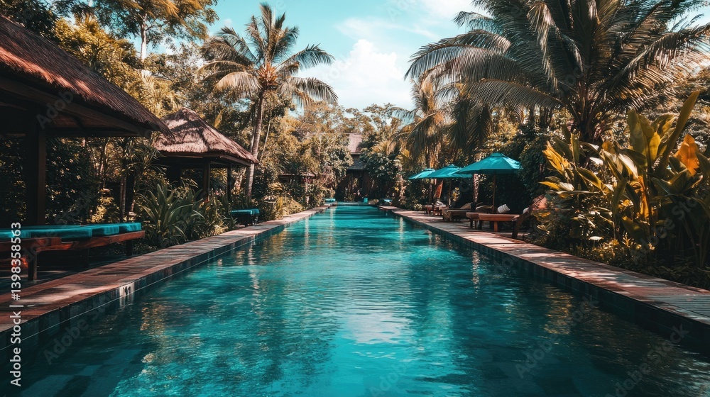 Tropical Resort Pool Paradise Lush Greenery Tropical Resort Pool Paradise Lush Greenery