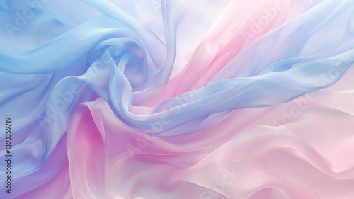 Abstract swirls of pastel pink and blue fabric creating a dreamy textured background