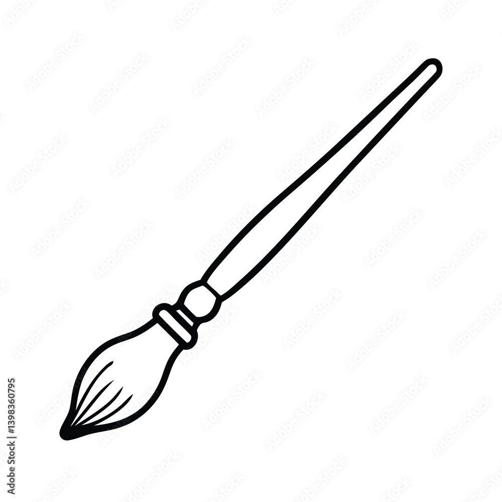 Obraz premium Simple Paintbrush Illustration Artist Tool In Black And White Line Art Style