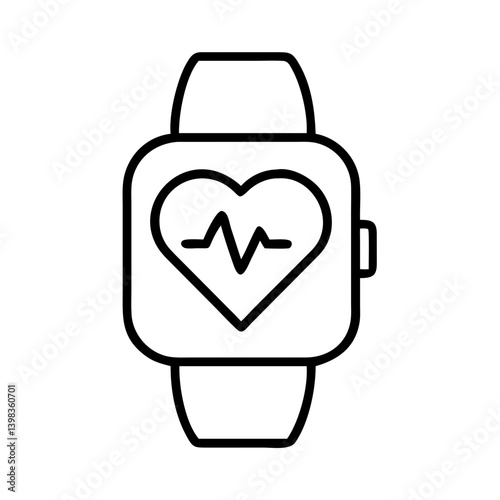 Heart rate monitor smart watch fitness tracker health app technology wearable device icon vector
