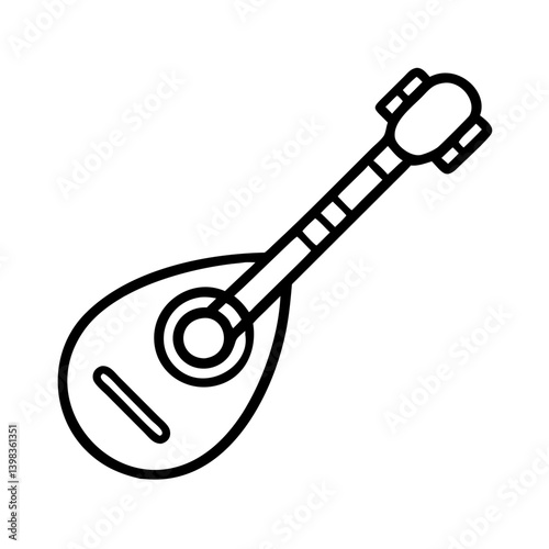 Find mandolin instrument vector illustration, stringed musical instrument outline drawing and sketch art