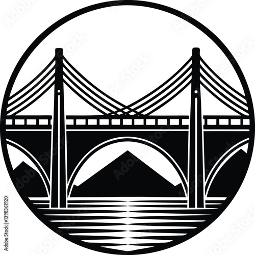 Bridge Silhouette Vector | Architecture, Landmark & Structure Line Art