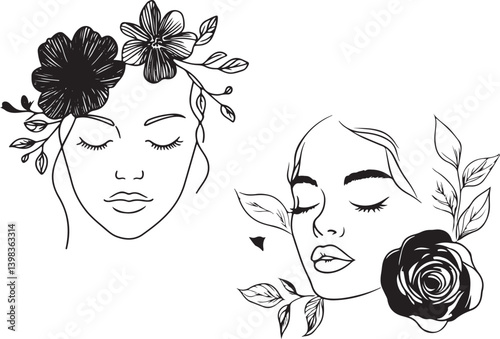 Beautiful woman with floral hair beauty