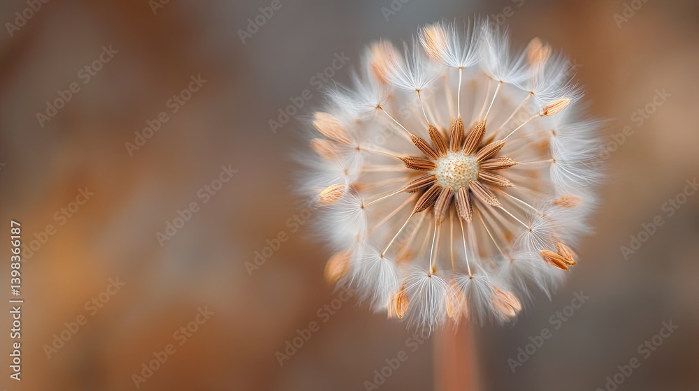 A delicate dandelion seed head displays its fluffy seeds A delicate dandelion seed head displays its fluffy seeds