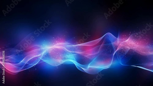 Abstract flowing light waves in blue and pink elegant digital background