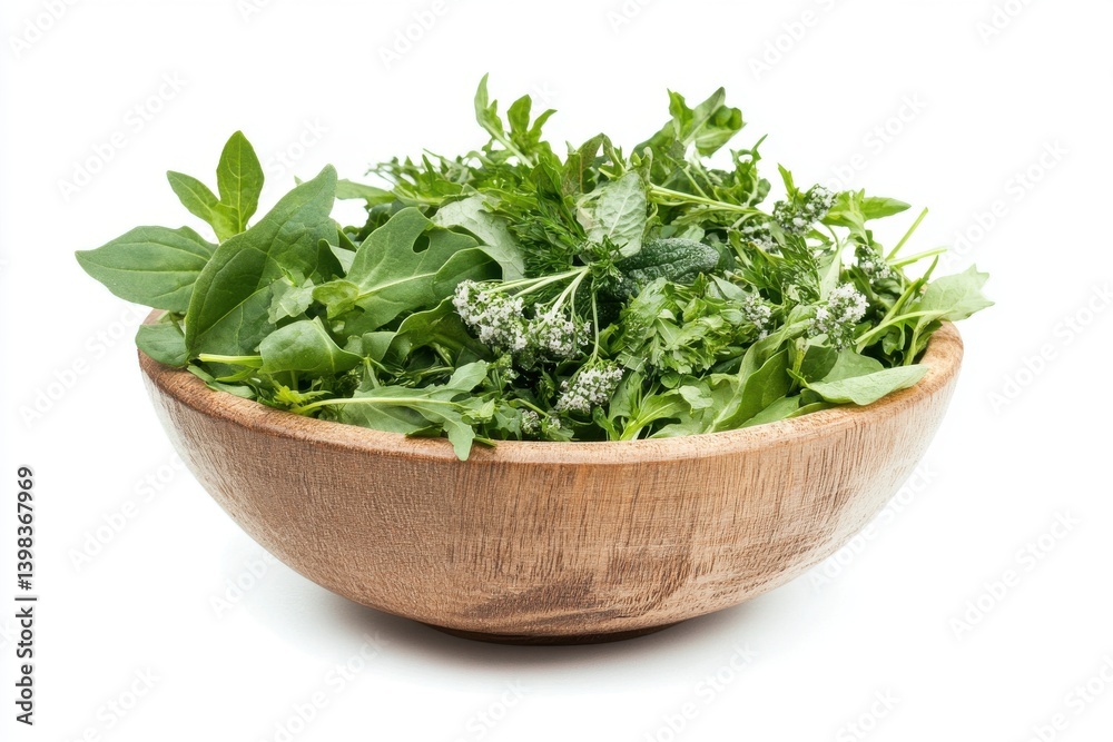 A bowl filled with fresh green salad isolated on white background A bowl filled with fresh green salad isolated on white background