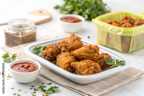 fried chicken wings with sauce