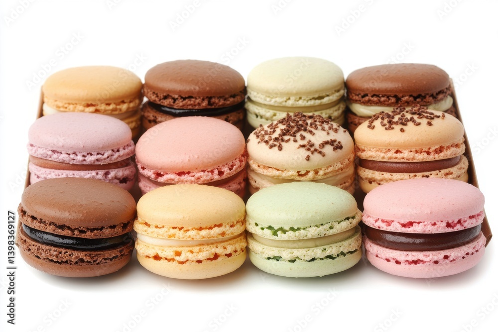 A box of macarons isolated on white background A box of macarons isolated on white background