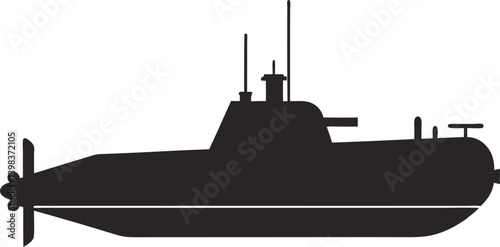 submarine  silhouette with white background
