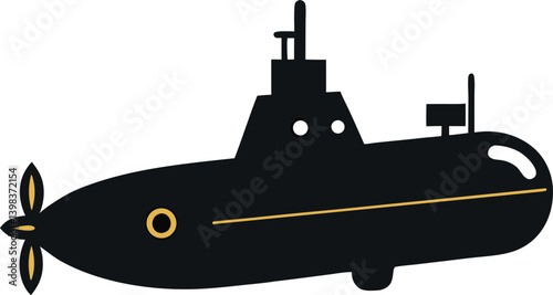submarine  silhouette with white background