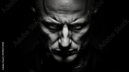 A Dramatic Black And White Portrait Of An Intense Man