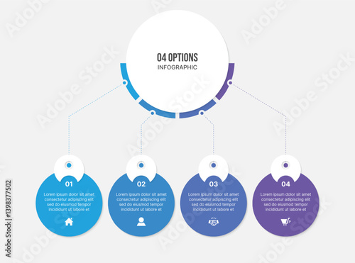Four Options Steps Circle Infographic Template Design