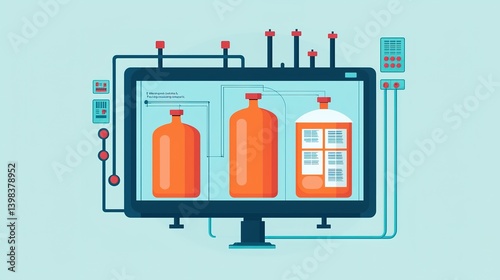 Production planning workflow diagram for bottling industry digital environment graphic representation