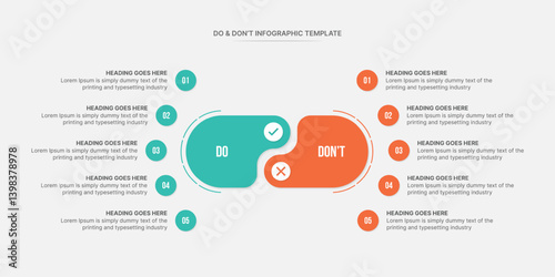 Dos and Don'ts, Pros and Cons, Vs, Versus Comparison Circle Infographic Design Template
