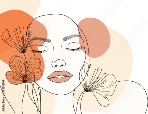 Beautiful woman's profile  with a flower in her hair