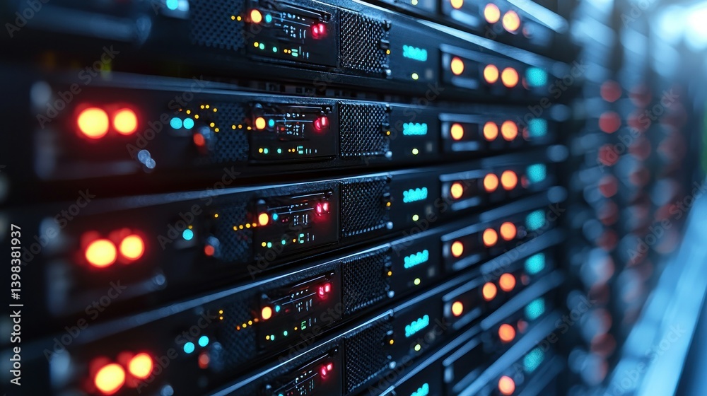 Illuminated Server Racks in a Modern Data Center Illuminated Server Racks in a Modern Data Center