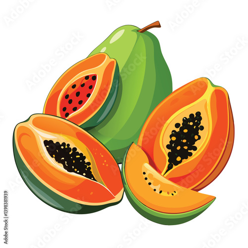 fresh fruit on white background