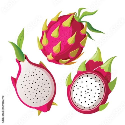 dragon fruit on white background