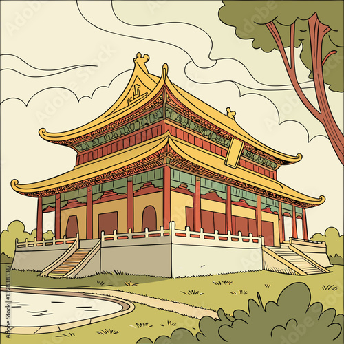 A Buddhist temple or Buddhist monastery is the place of worship for Buddhists, the followers of Buddhism. They include the structures called vihara, chaitya, stupa, wat and pagoda in different regions