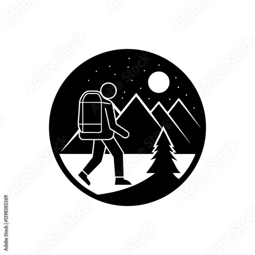 Outdoor Backpacking Icon Adventure Travel Symbol