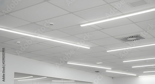 White Modern Ceiling With Linear Led Lighting