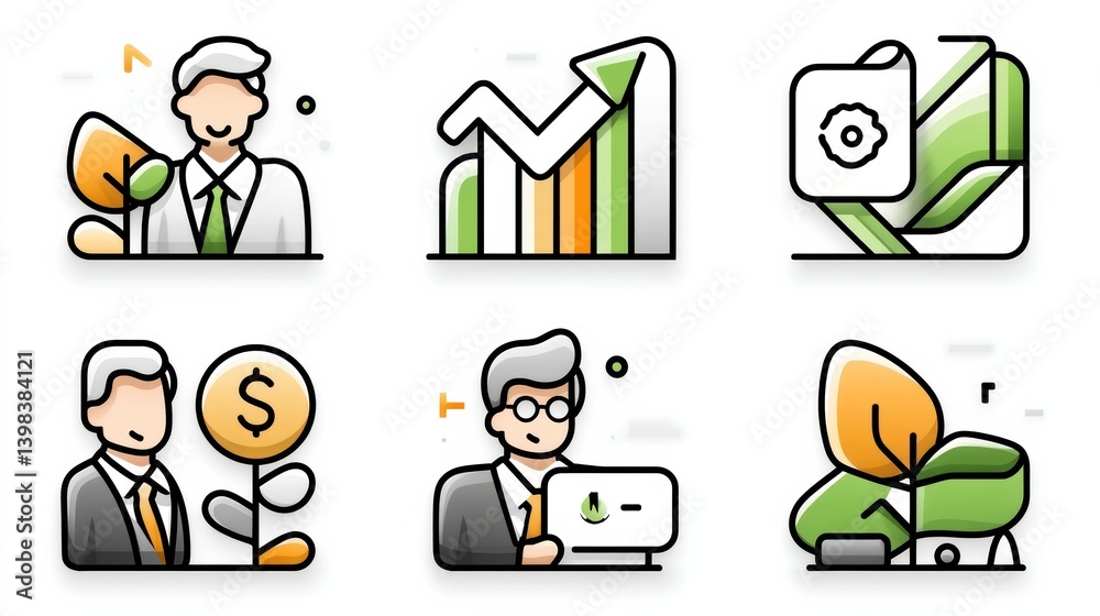 Business management icon set concept. Modern professional business management icon set Business management icon set concept. Modern professional business management icon set