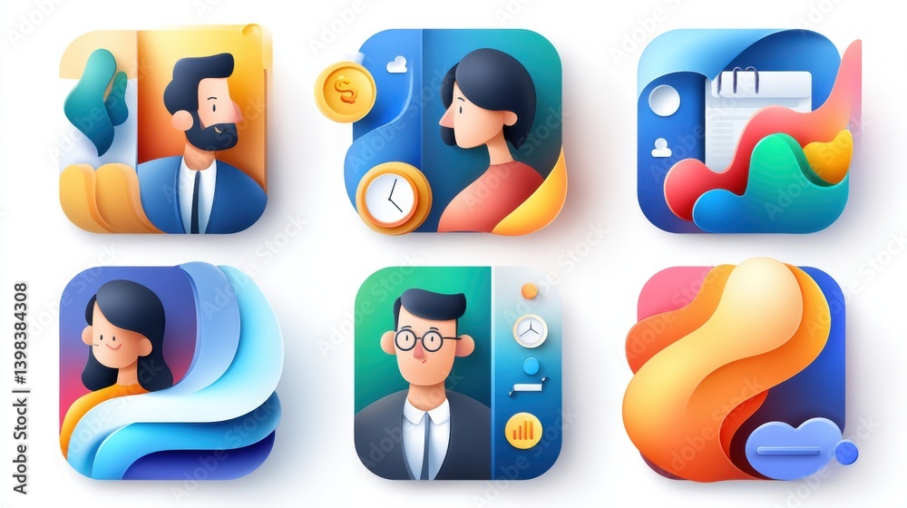 Fototapeta premium Business management icon set concept. Professional business management icons for career growth and success
