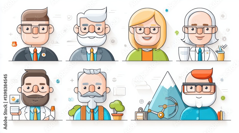 Business management icon set concept. Set of professional modern business manager icons Business management icon set concept. Set of professional modern business manager icons