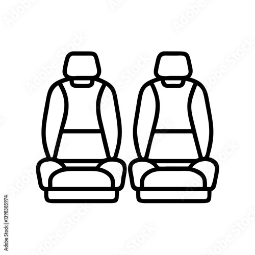 Two front car seats vector icon illustration for automotive interior design and comfort style