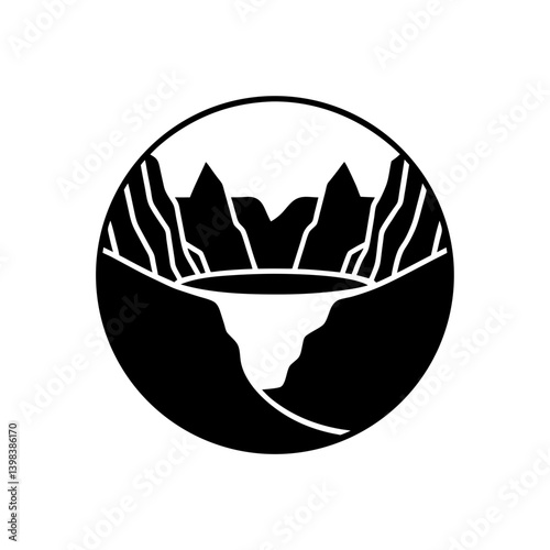 Natural Canyon Icon Landscape Scenery Symbol